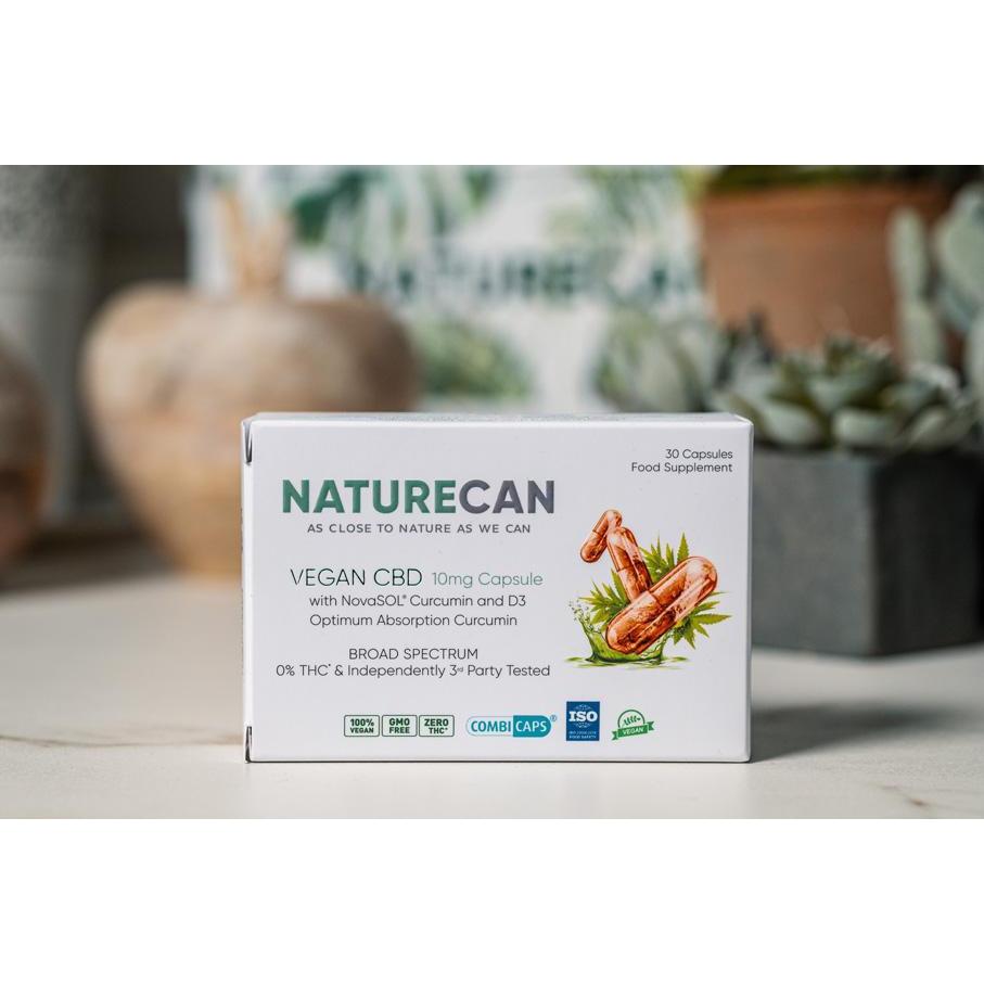 Vegan CBD with Curcumin & D3 shown on a table